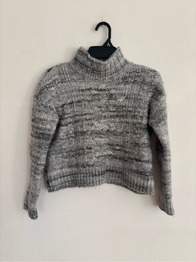 GAP Grey Marled Cable Knit Turtleneck Sweater M Alpaca Blend